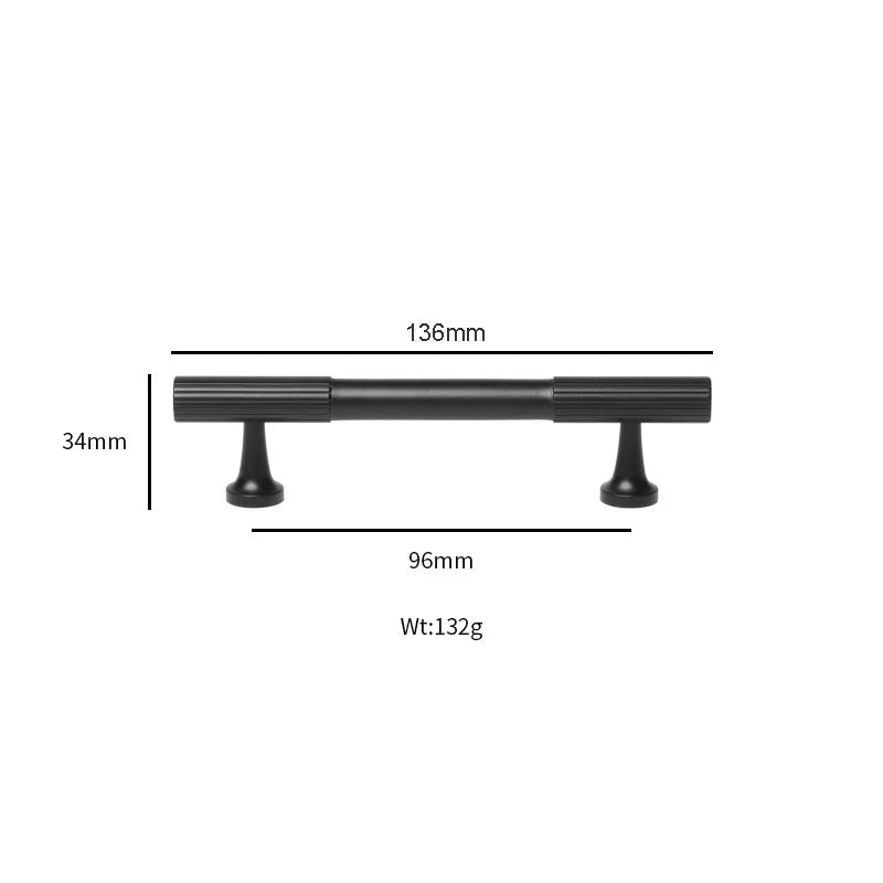 Black Vertical Line Brass Furniture Handles – Cabinet Drawer Knobs and Wardrobe Pulls 136mm Handles