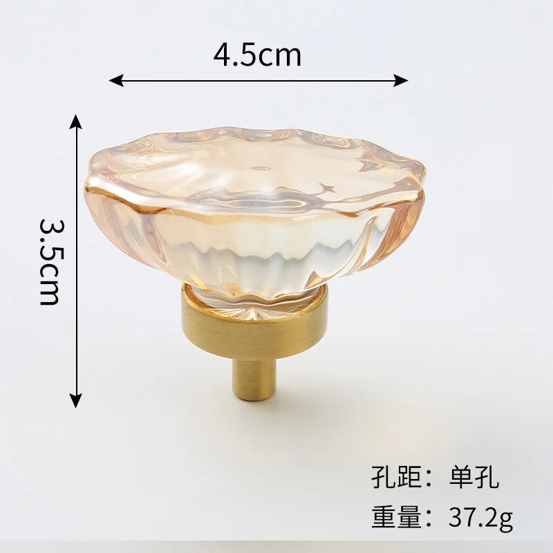 Brass Crystal Cupboard Cabinet Handle Kitchen Drawer Knobs Light Luxury Furniture Hardware Transparent Handle Home