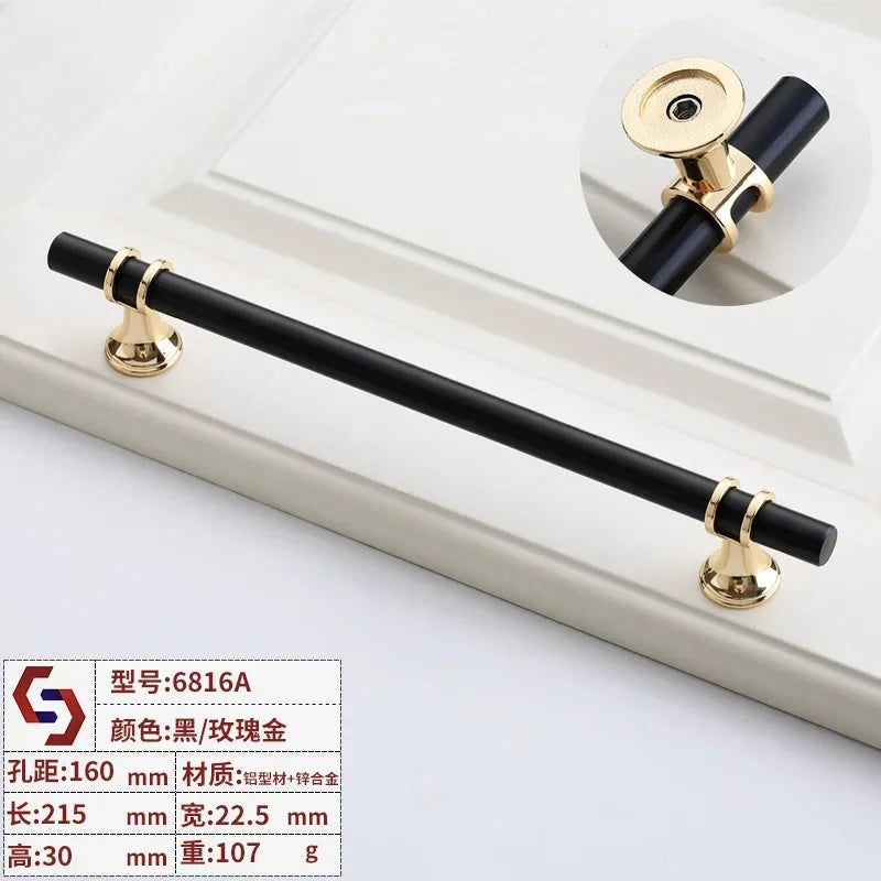 Modern T-Bar Cabinet Knobs and Handles – Sleek and Decorative Design Black rose gold 160 Handles