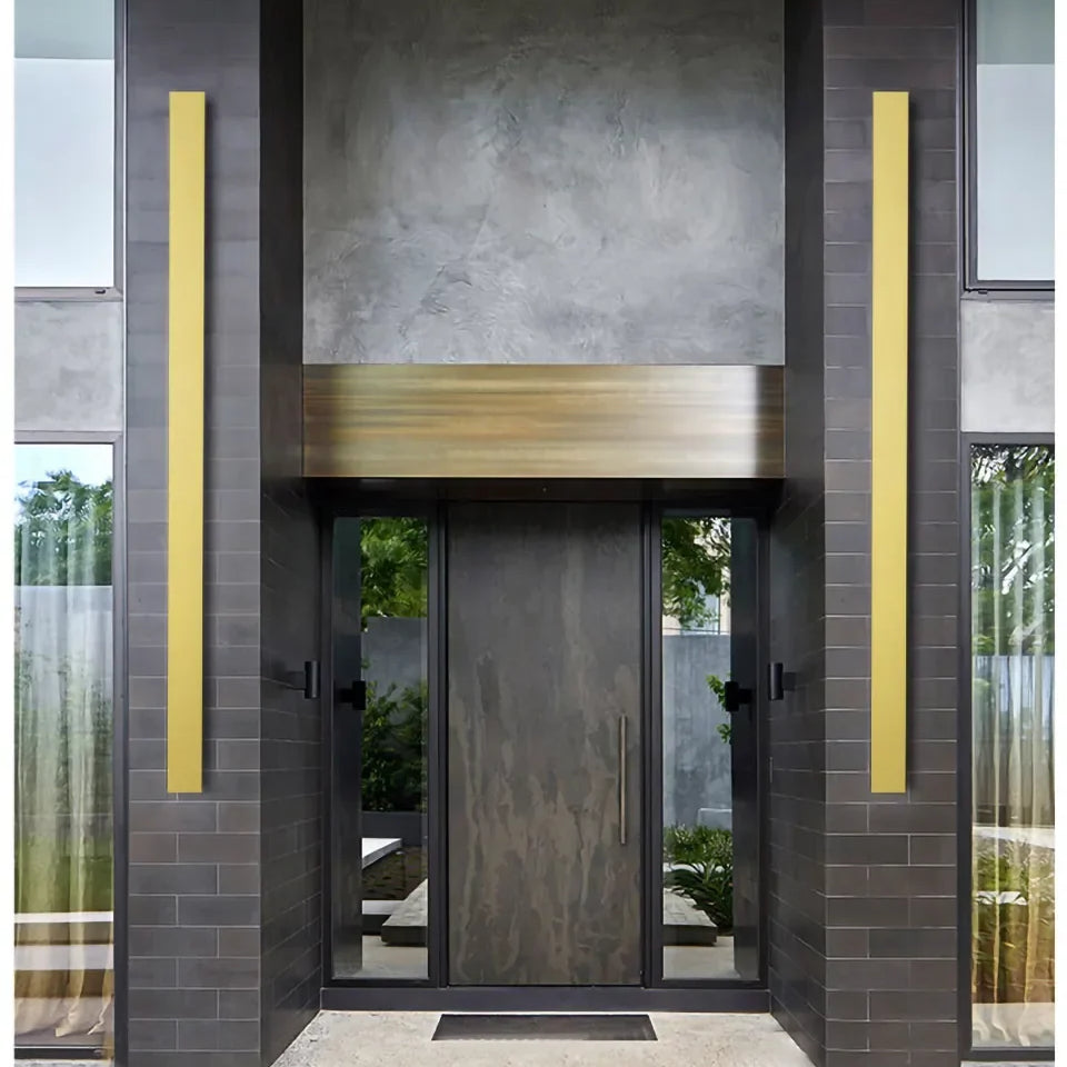Elegant Golden Led Long Wall Light - Modern Outdoor Lighting For Country Villas Courtyards And