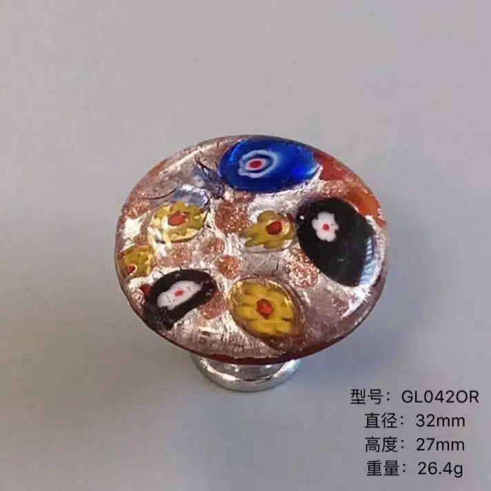 Colorful Floral Glass Cabinet Knobs – Drawer Knobs for Dresser Shoe Cabinet and Kitchen Furniture GL042OR Knobs