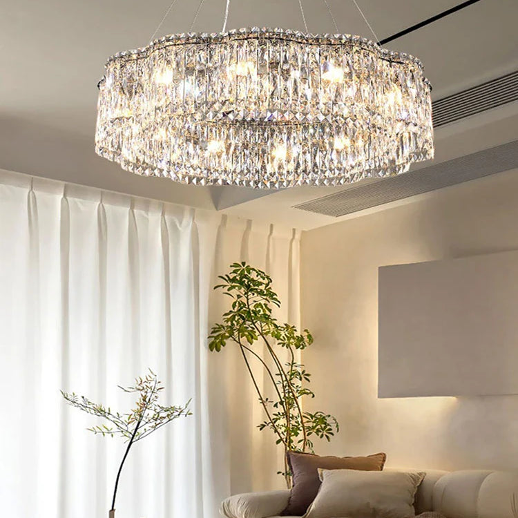 Elegant Chrome Stainless Steel K9 Crystal Chandelier - A Modern Luxury Lighting Fixture For Living