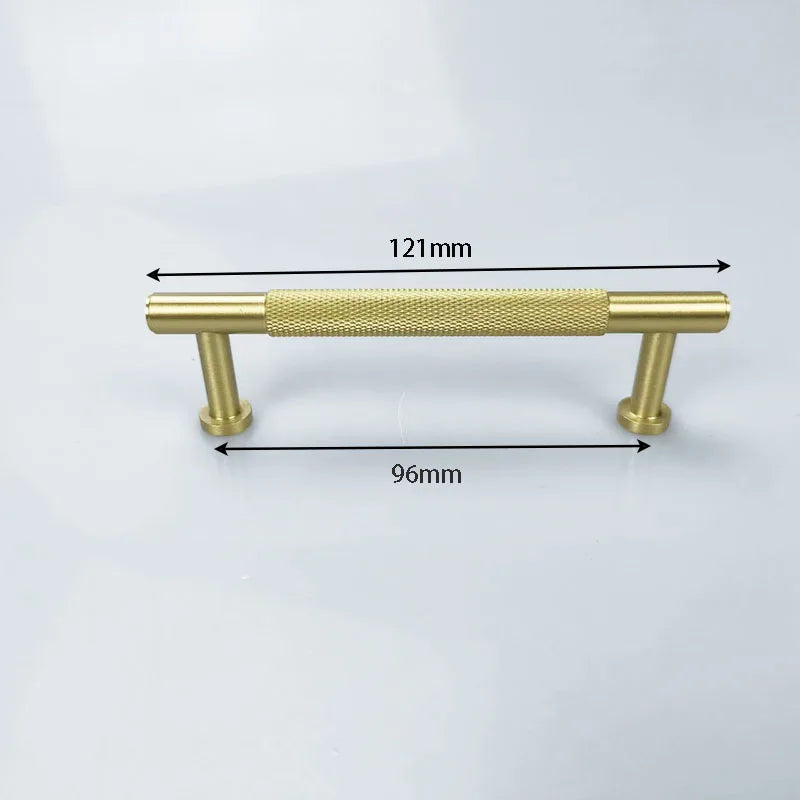 Knurled Brass Wardrobe Handles – Modern Kitchen Cabinet and Drawer Pull Bar Handles 121mm length Handles
