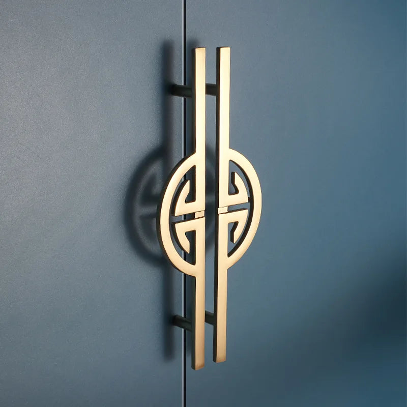 New Chinese-Style Zinc Alloy Cabinet Handles – Elegant Gold Pulls for Wardrobes Drawers and Cupboards Handles