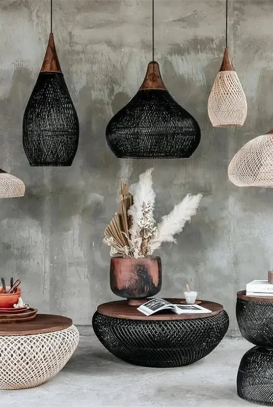 Wabi-Sabi Handwoven Rattan Pendant Light – product view 1