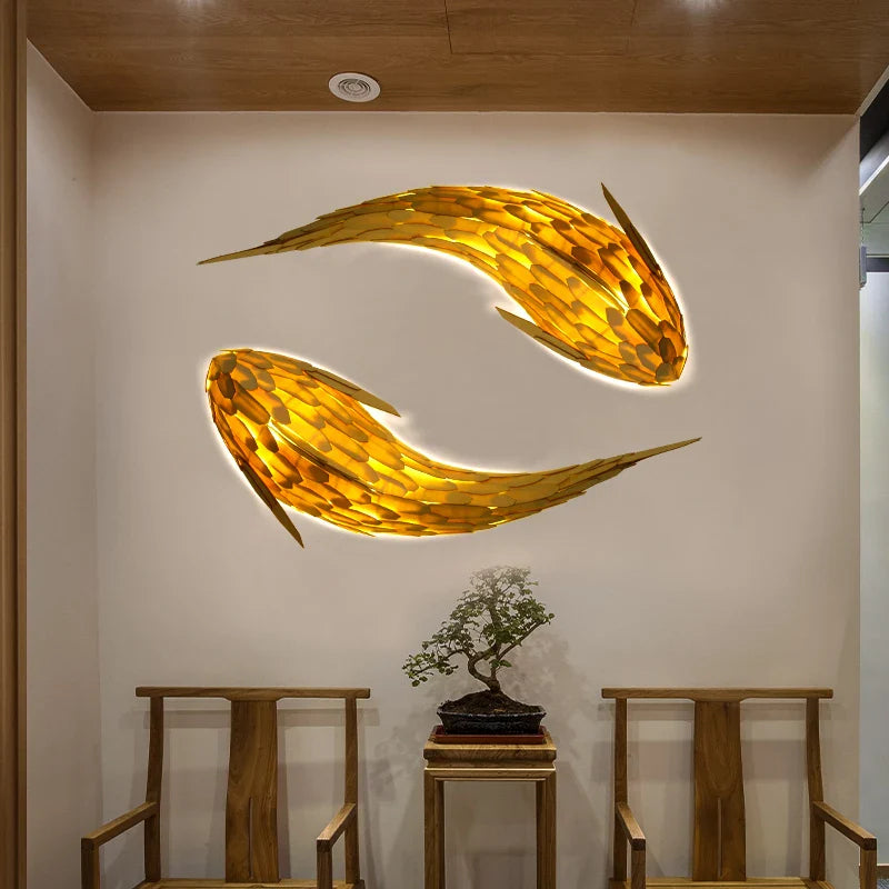 Dlight Decor Japanese Fish Wall Lamp Sculpture Wall Art