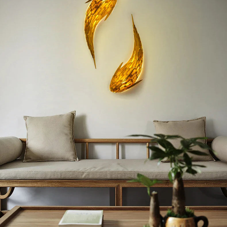 Dlight Decor Japanese Fish Wall Lamp Sculpture Wall Art