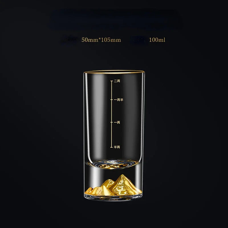 Dlight Decor 50ml/100ml Golden Mountain Shot Glass Thick Bottom Luxury Spirits Cup 100ml / 1pcs