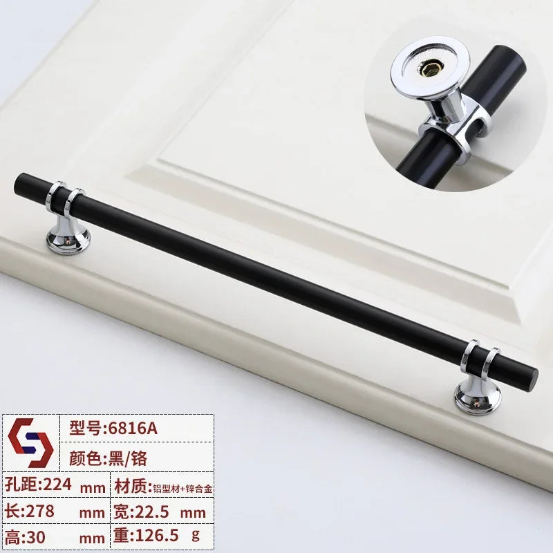 Modern T-Bar Cabinet Knobs and Handles – Sleek and Decorative Design Black silver 224 Handles