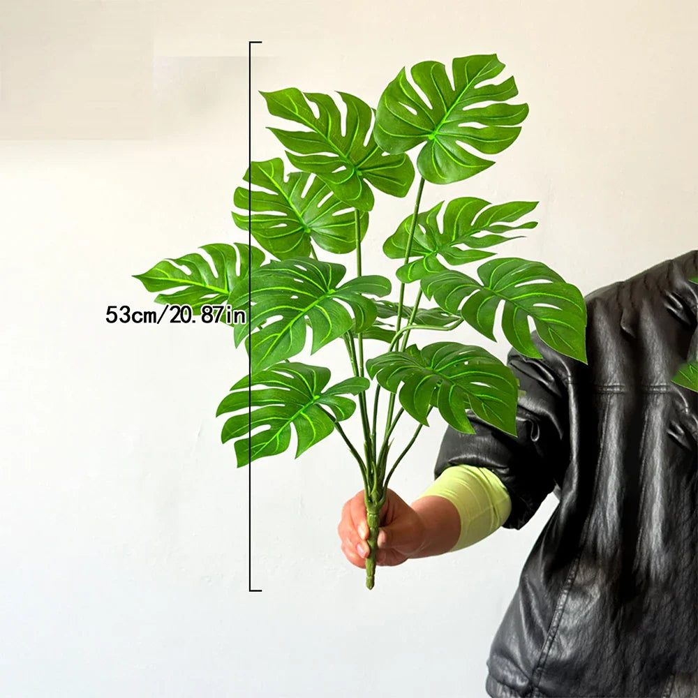 Dlight Decor 53cm Monstera Palm Plant with Turtle Leaves for Home and Party Decor 53cm-12 Leaves