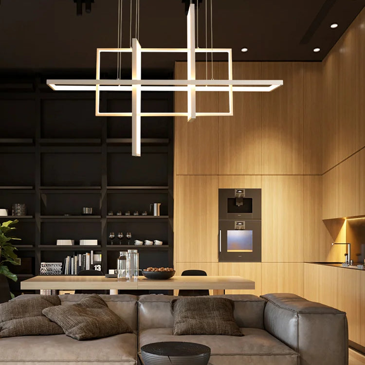 Sleek Led Rectangular Chandelier Light - Perfect For Kitchen Dining Living Room And Bedroom Decor