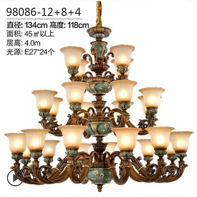24 Heads D134xH118cm European Vintage Resin Chandelier variant