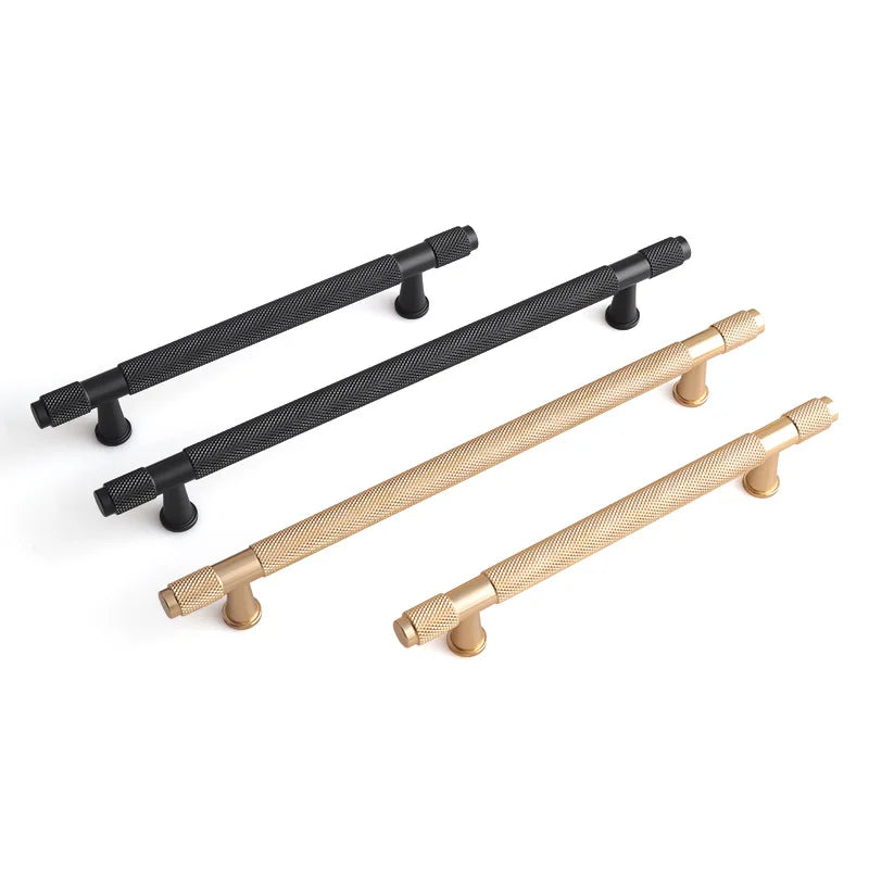Black and Gold Knurled Cabinet Handles – Modern Cupboard Drawer Pulls for Kitchen and Wardrobe Handles