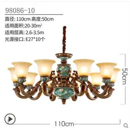 10 Heads D110xH50cm European Vintage Resin Chandelier variant