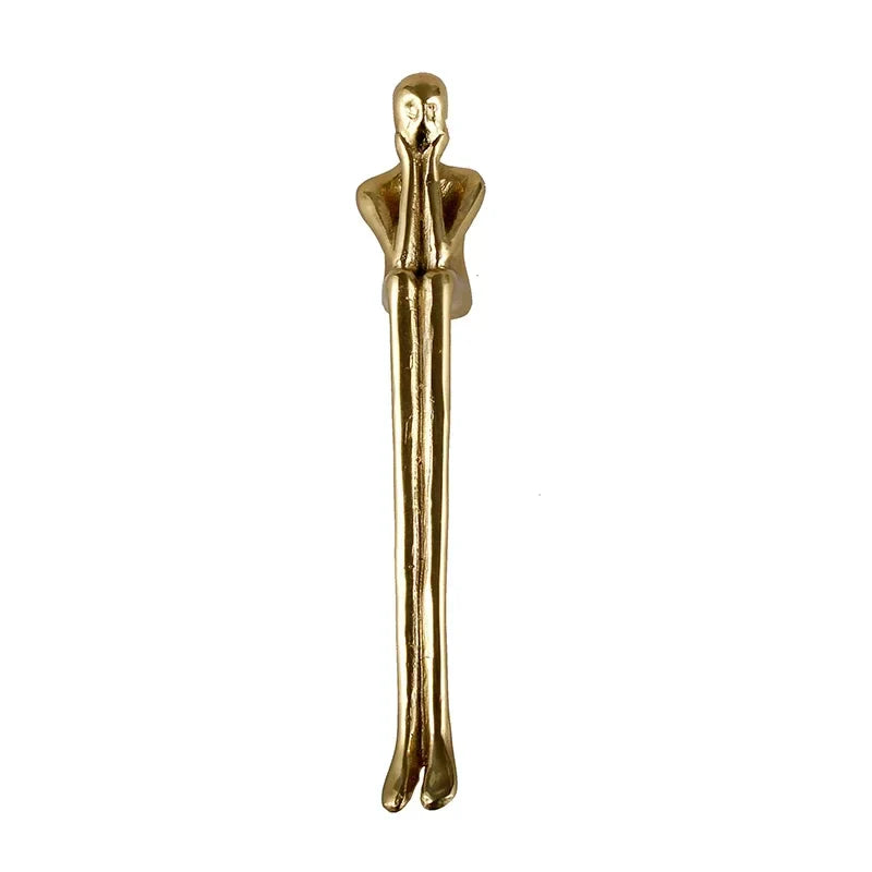Nordic Brass Humanoid Cabinet Handle – Modern Luxury Drawer Pulls for Wardrobes and Cabinets (Single Hole) Handles