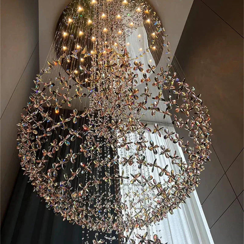 Spiral Design Modern Crystal Chandelier - Elegance For Staircase Lighting Living Room Hotel Lobby