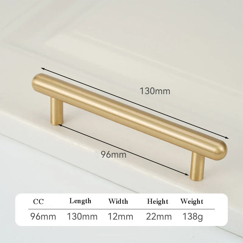 Satin Gold Brass Wardrobe Handles – Modern Drawer Knobs and Cabinet Bar Pulls (50mm-260mm) 2019-130 Handles