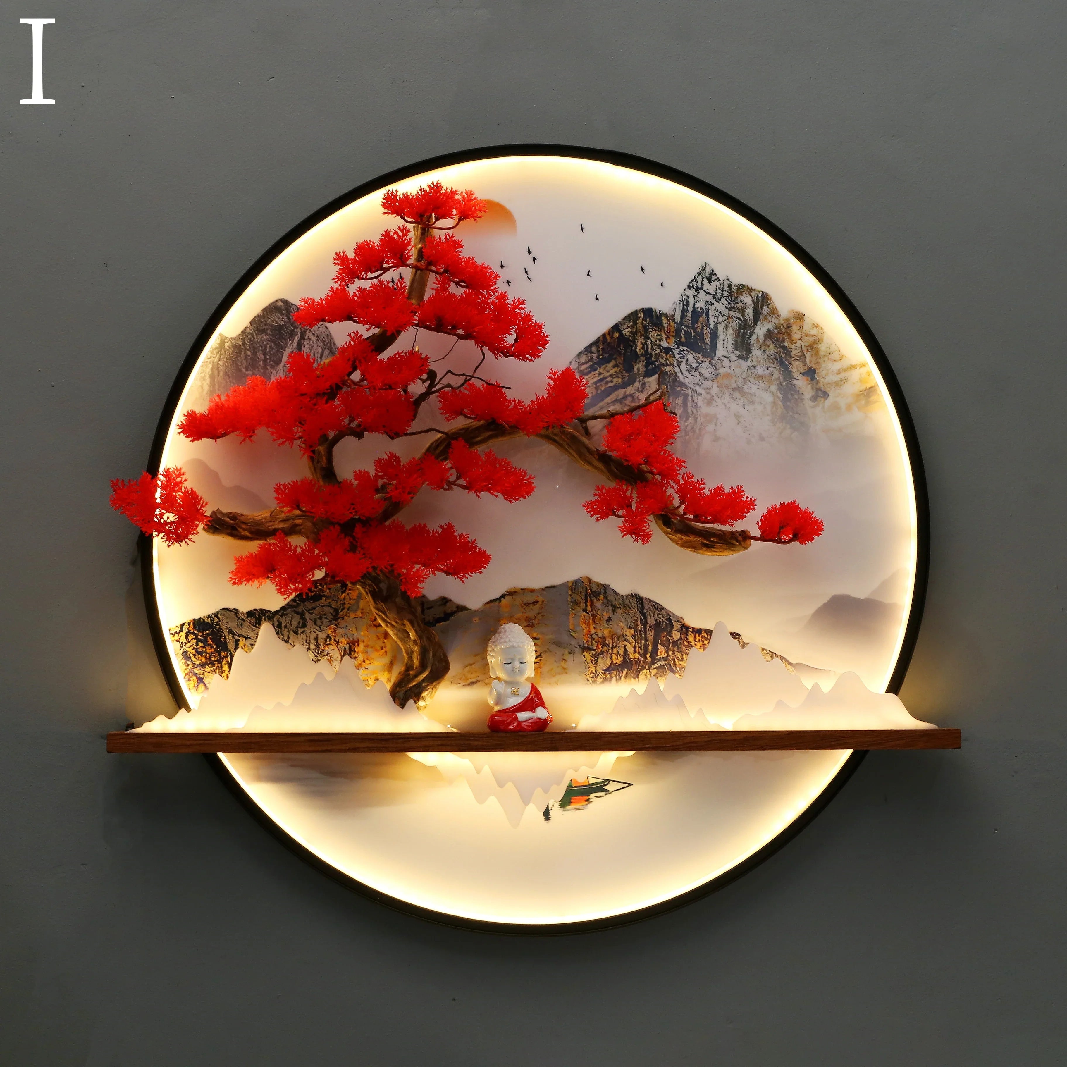 Dlight Decor Round 3D LED Wall Art Light I / Dia 80cm / Dimmable warm light|Black border Wall Art