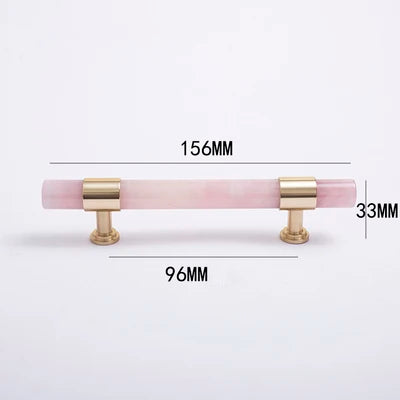 Natural Marble and Crystal T-Bar Cabinet Handles – Modern Brass Knobs for Kitchen Dresser and Furniture Pulls