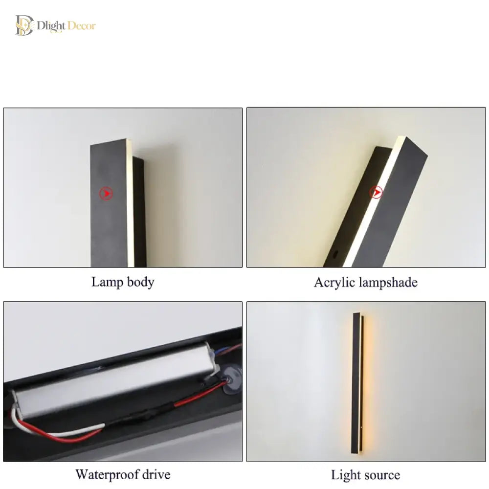 IP65 Acrylic Linear Outdoor Wall Light – product view 4