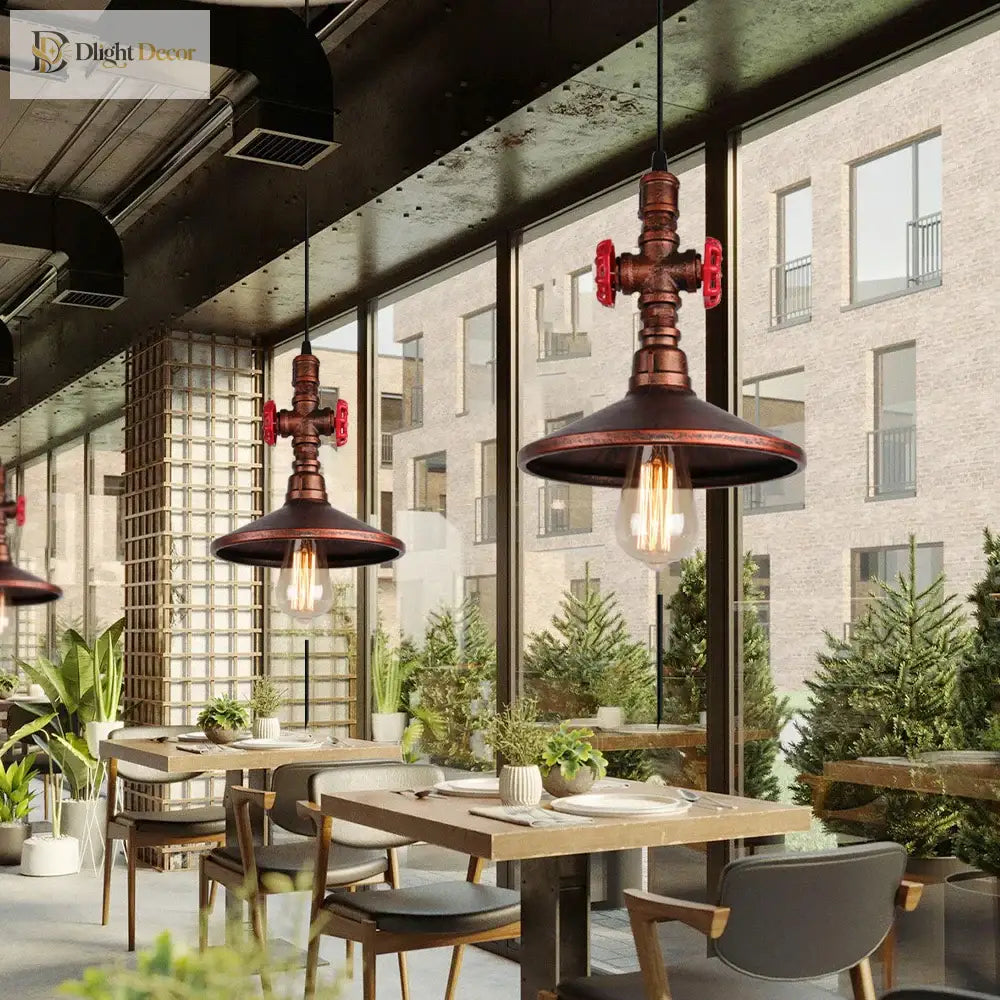Vintage Industrial Single Head Steampunk Water Pipe Pendant Light Retro Metal Copper Chandelier