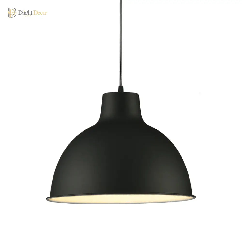 Modern Loft Style Dome Ceiling Light - 12’/14’ Dia Adjustable Cord Black/White Pendant Lights