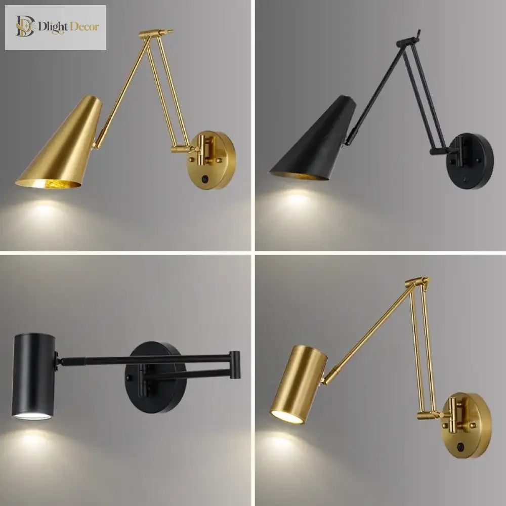 Modern Adjustable Wall Lamps - Swing Long Arm Design With Internal Switch For Household Bedside