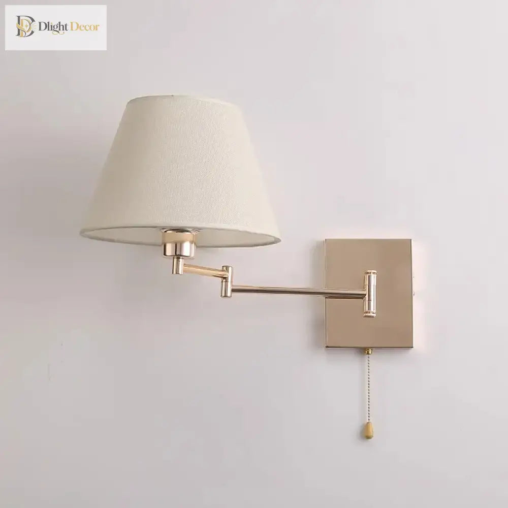 Nordic Adjustable Long Arm Folding Fabric Wall Lamp - Stylish Bedroom Bedside Light For Office