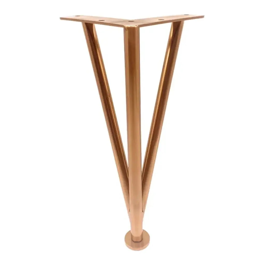 Champagne triangular adjustable furniture leg with flat mounting plate and round base