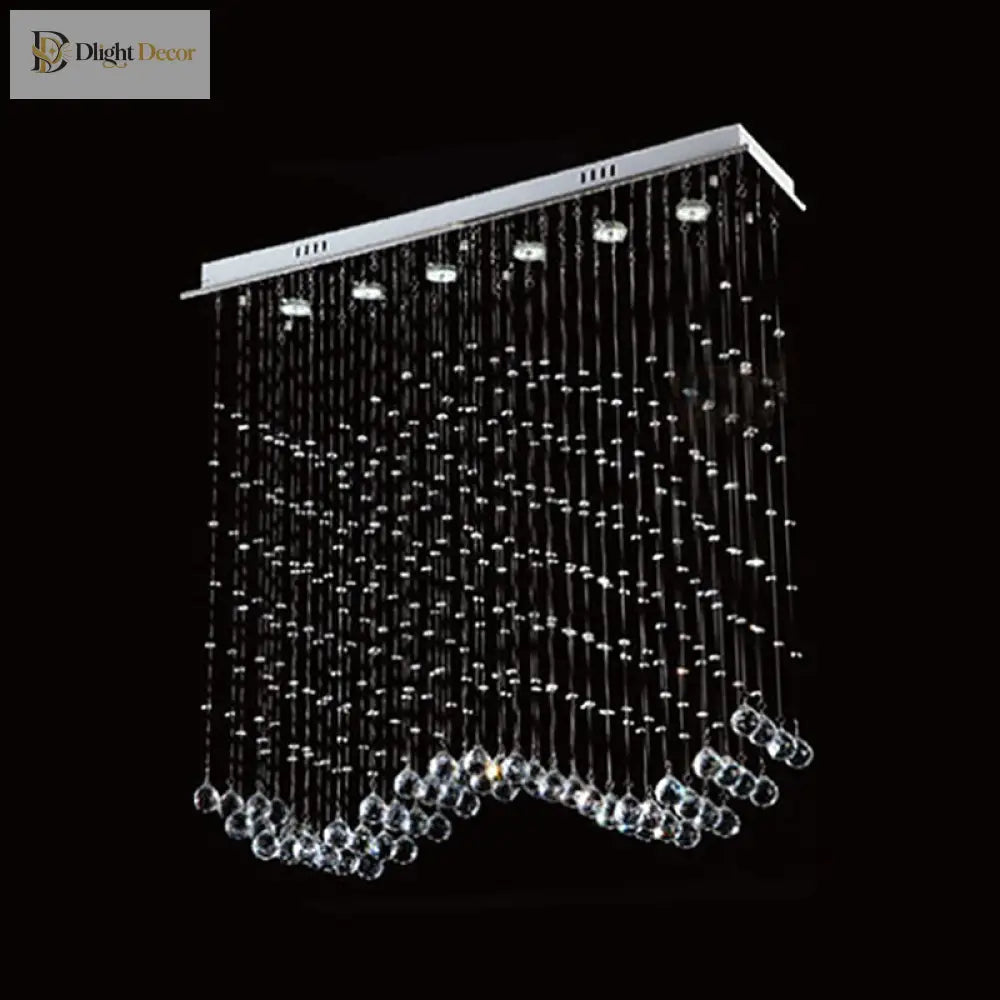 Alexa Modern Wave Flush Mount Ceiling Light With Crystals