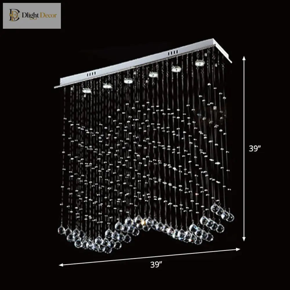 Alexa Modern Wave Flush Mount Ceiling Light With Crystals