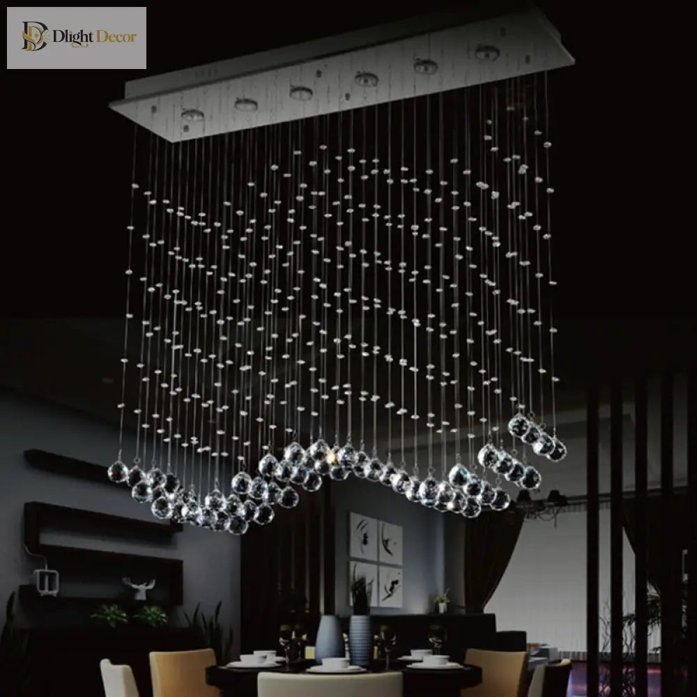 Alexa Modern Wave Flush Mount Ceiling Light With Crystals
