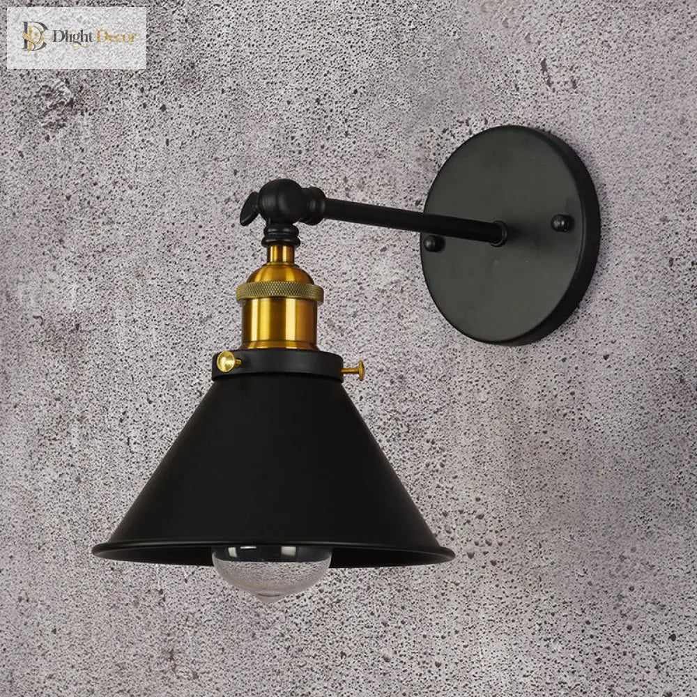 Alice - Industrial Black And Brass Flared Sconce Wall Lamp