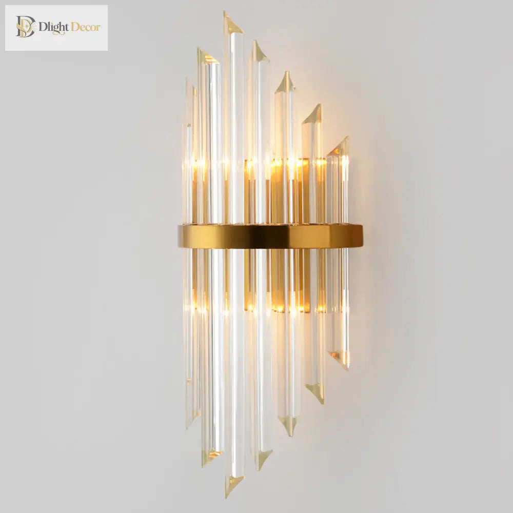 Alivia Elegance Meets Sparkling Brilliance: The Gold Crystal Wall Sconce (1 - 3 Lights) Wall Light
