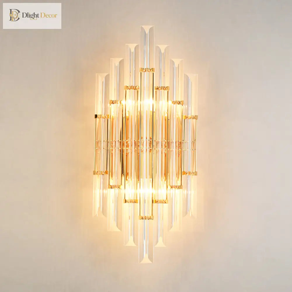 Alivia Elegance Meets Sparkling Brilliance: The Gold Crystal Wall Sconce (1 - 3 Lights) Wall Light