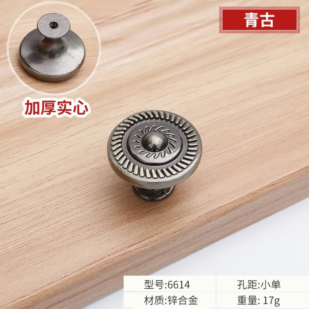 Antique Bronze Cabinet Handles - Vintage Zinc Alloy Drawer Pulls for Furniture 6614 single hole A S Handles