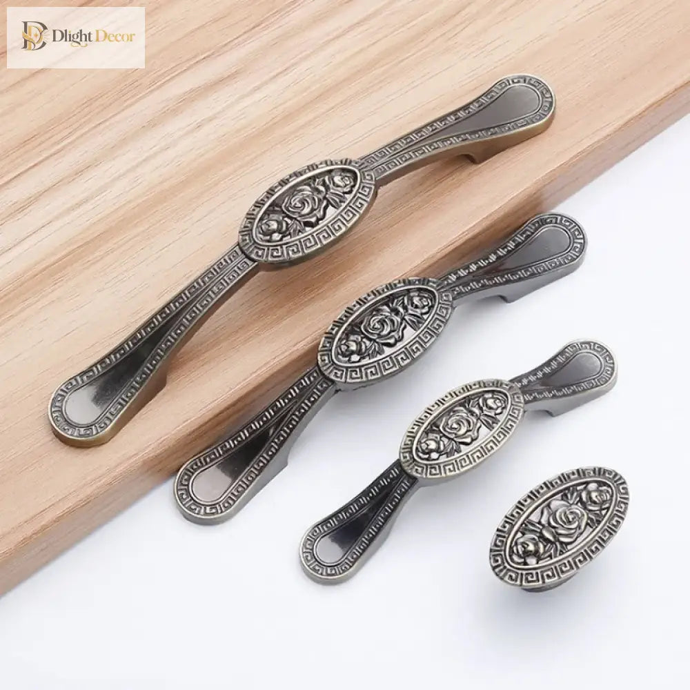 Antique Bronze Cabinet Handles - Vintage Zinc Alloy Drawer Pulls for Furniture Handles