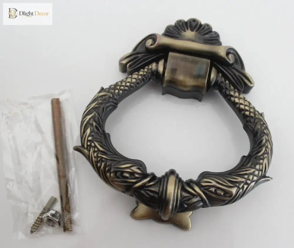 Antique bronze zinc alloy door knocker wreath ring with screws included