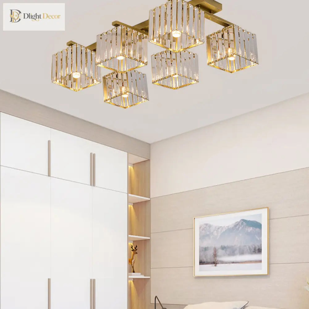 Anya’s Modern Crystal Chandelier - Square Design Ceiling Light