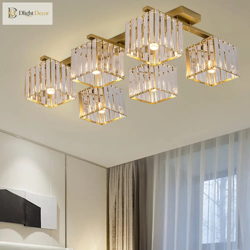 Anya’s Modern Crystal Chandelier - Square Design Ceiling Light