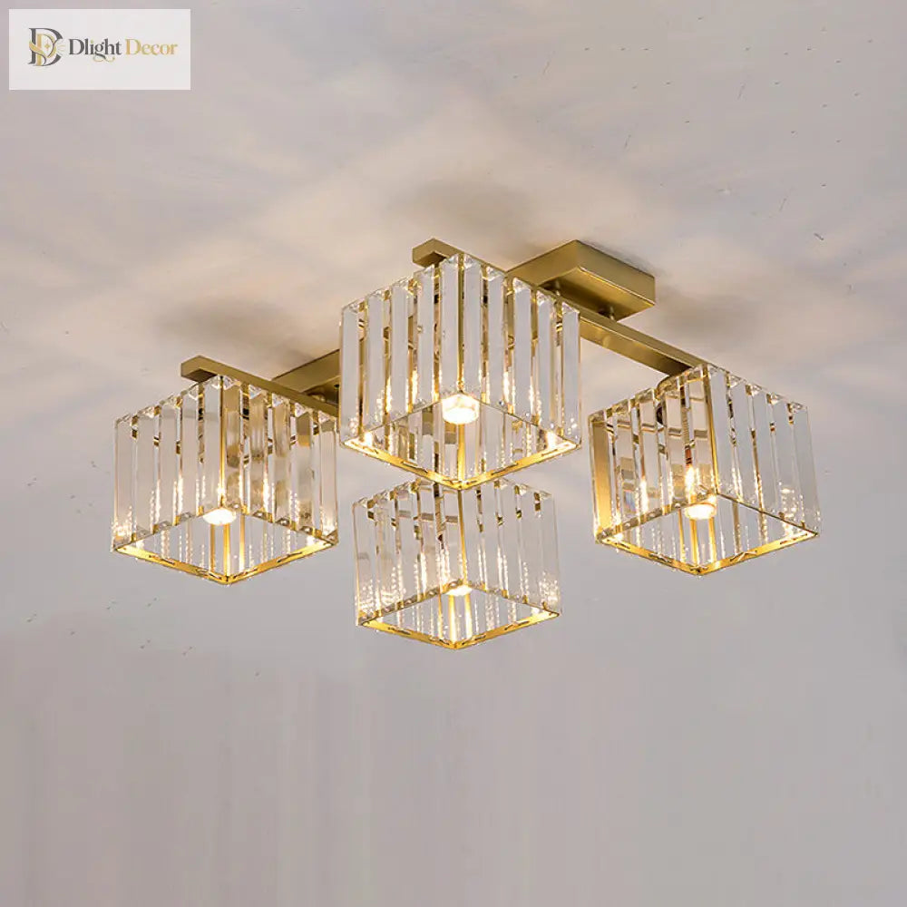 Anya’s Modern Crystal Chandelier - Square Design Ceiling Light