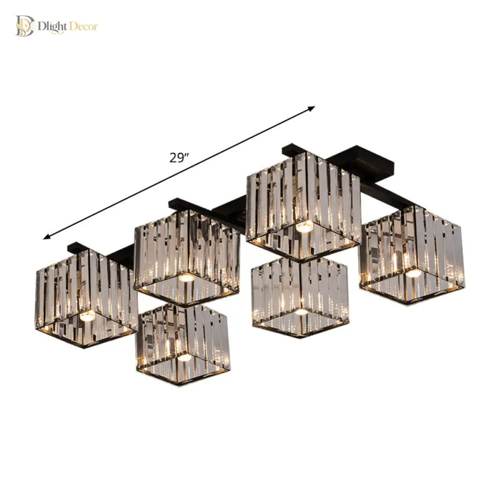 Anya’s Modern Crystal Chandelier - Square Design Ceiling Light