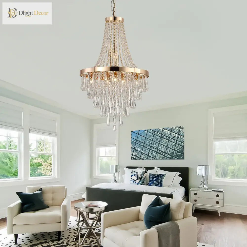 Arabelle 19.7-Inch Gold & Chrome Crystal Chandelier