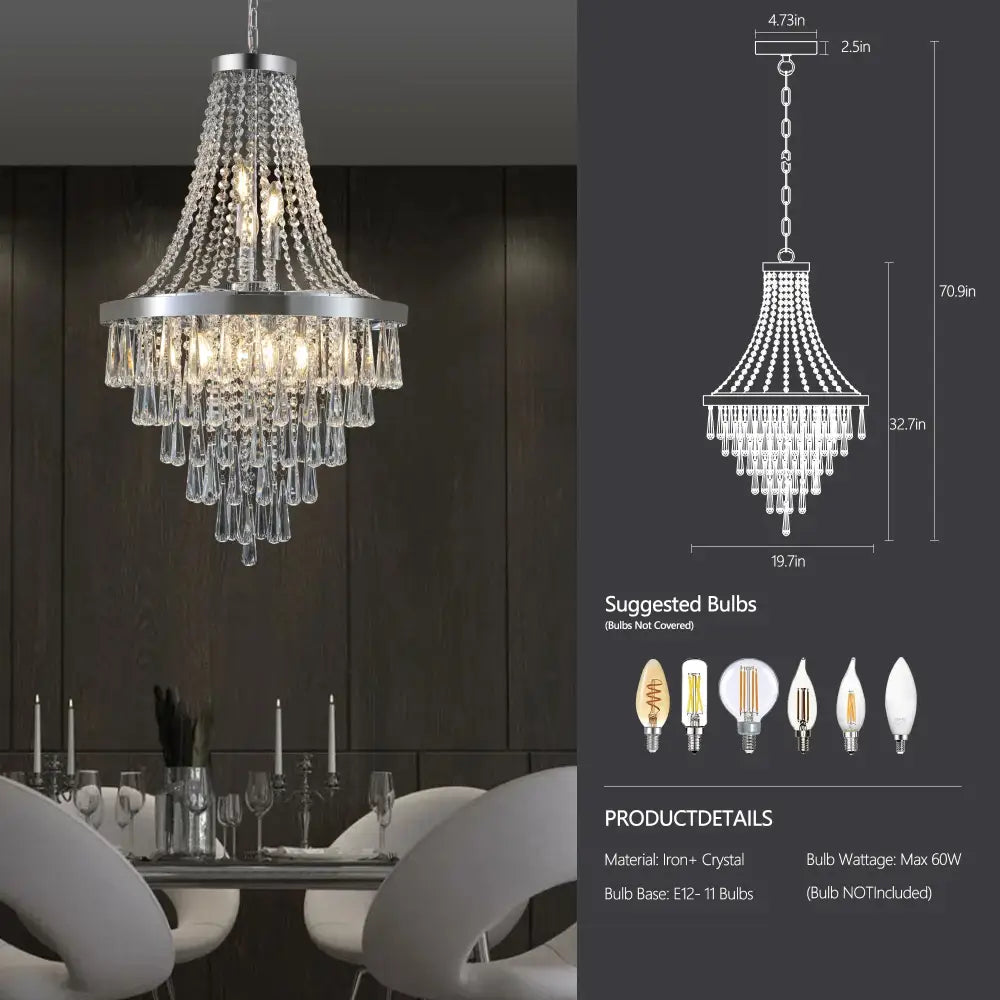 Arabelle 19.7-Inch Gold & Chrome Crystal Chandelier Chrome