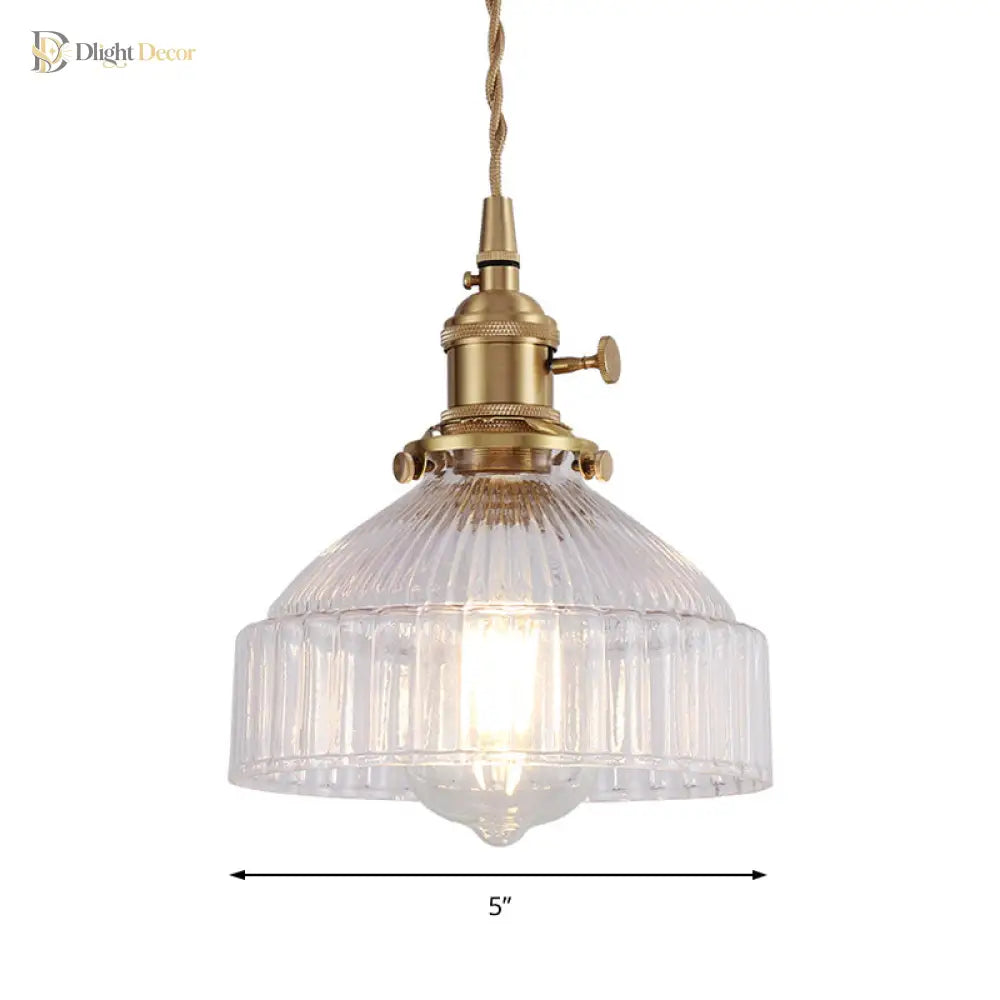 Ariana - Modern Industrial Pendant Light With Clear Glass Bowl (1 - Light Brass) Lighting