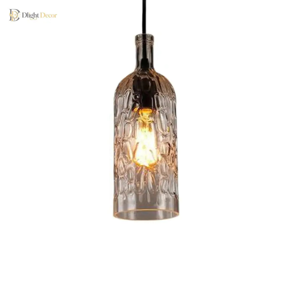 Art Deco Wine Bottle Hanging Lamp With Wavy Glass For Restaurant And Bar - Vintage 1 - Light Down