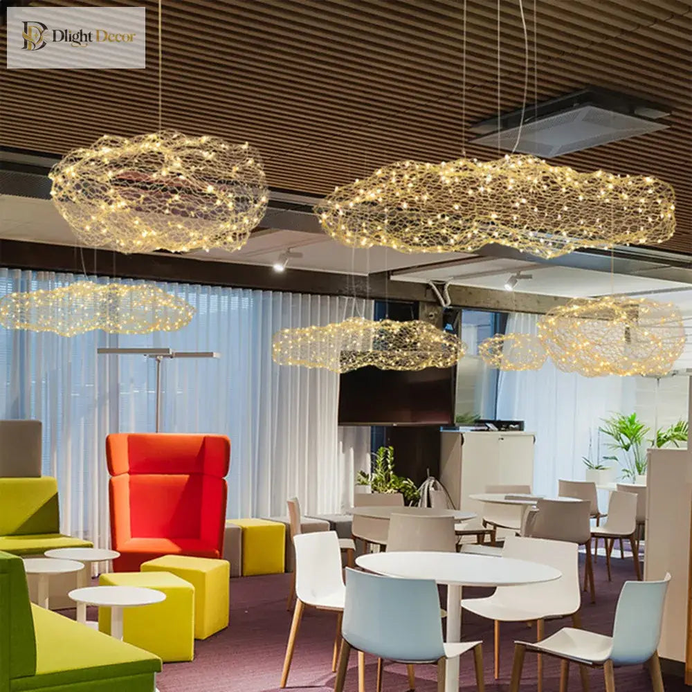 Art Decor Hollow Cloud Pendant Lights - Danish Design Firefly Chandelier For Living Rooms Bedrooms
