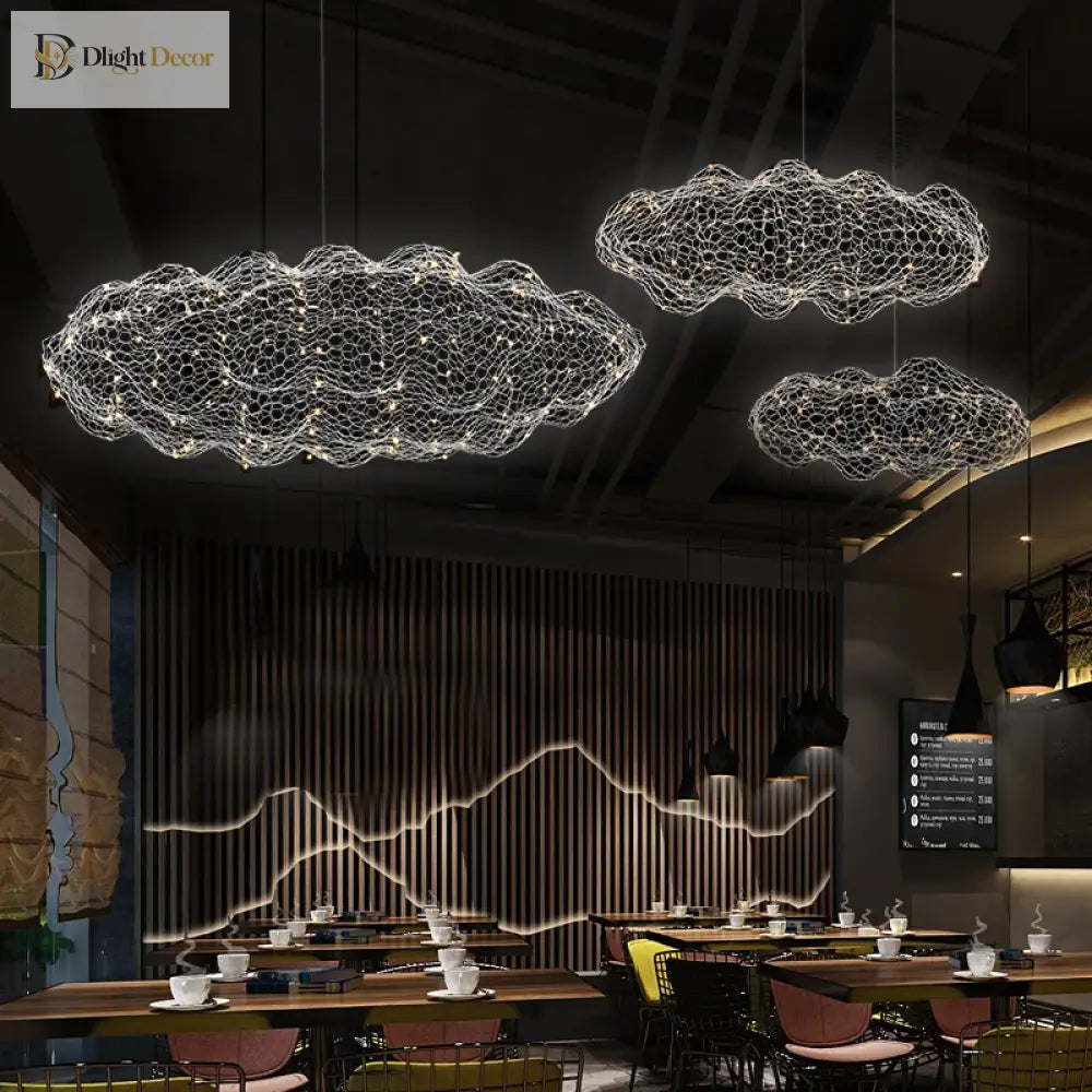 Art Decor Hollow Cloud Pendant Lights - Danish Design Firefly Chandelier For Living Rooms Bedrooms