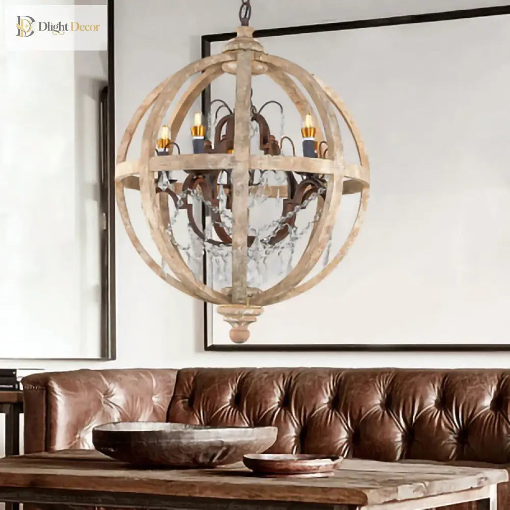 Astra - Retro Solid Wood Led Hanging Chandelier Pendant Light