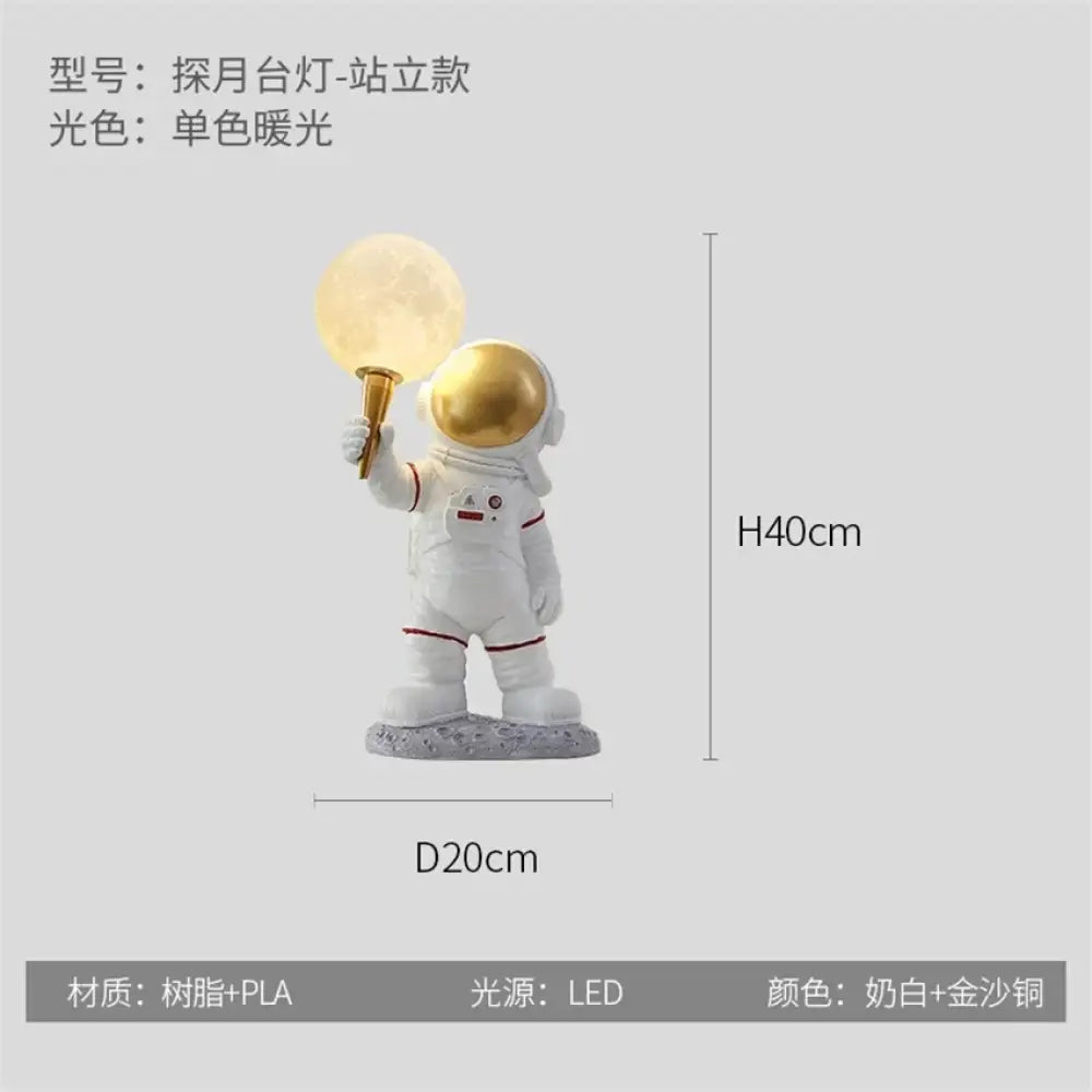 Astronaut Moon Table Lamp, a tiny spaceman a glowing moon and a whole lot of charm 🚀🌕✨ - A - Table Lamp